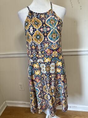 Mossimo Supply Co Women’s Sleeveless Halter Sundress Multicolor Print Size L